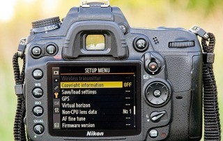 Nikon Menu showing Metadata Dialogue