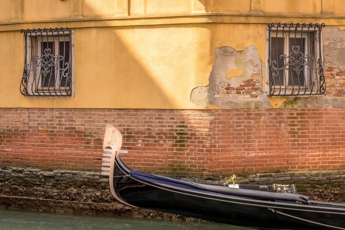 A Gondola on a canal in Venice