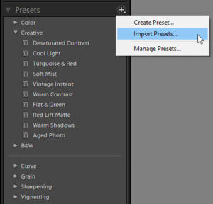 Import free Lightroom Presets