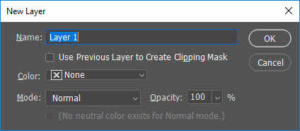 New Layer Dialogue window