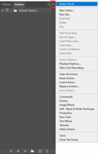 Actions Panel - Button Mode Menu