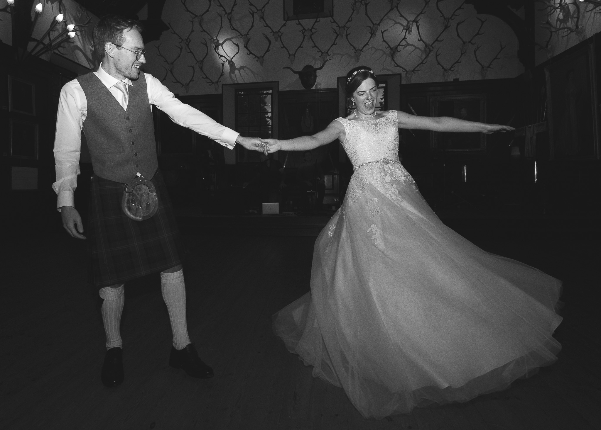 Couple dancing on wedding day